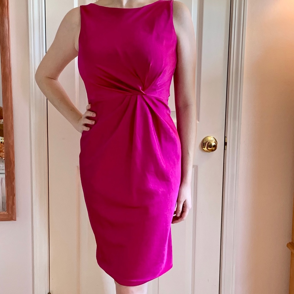 Magenta / Pink Interview Business Dress Satin